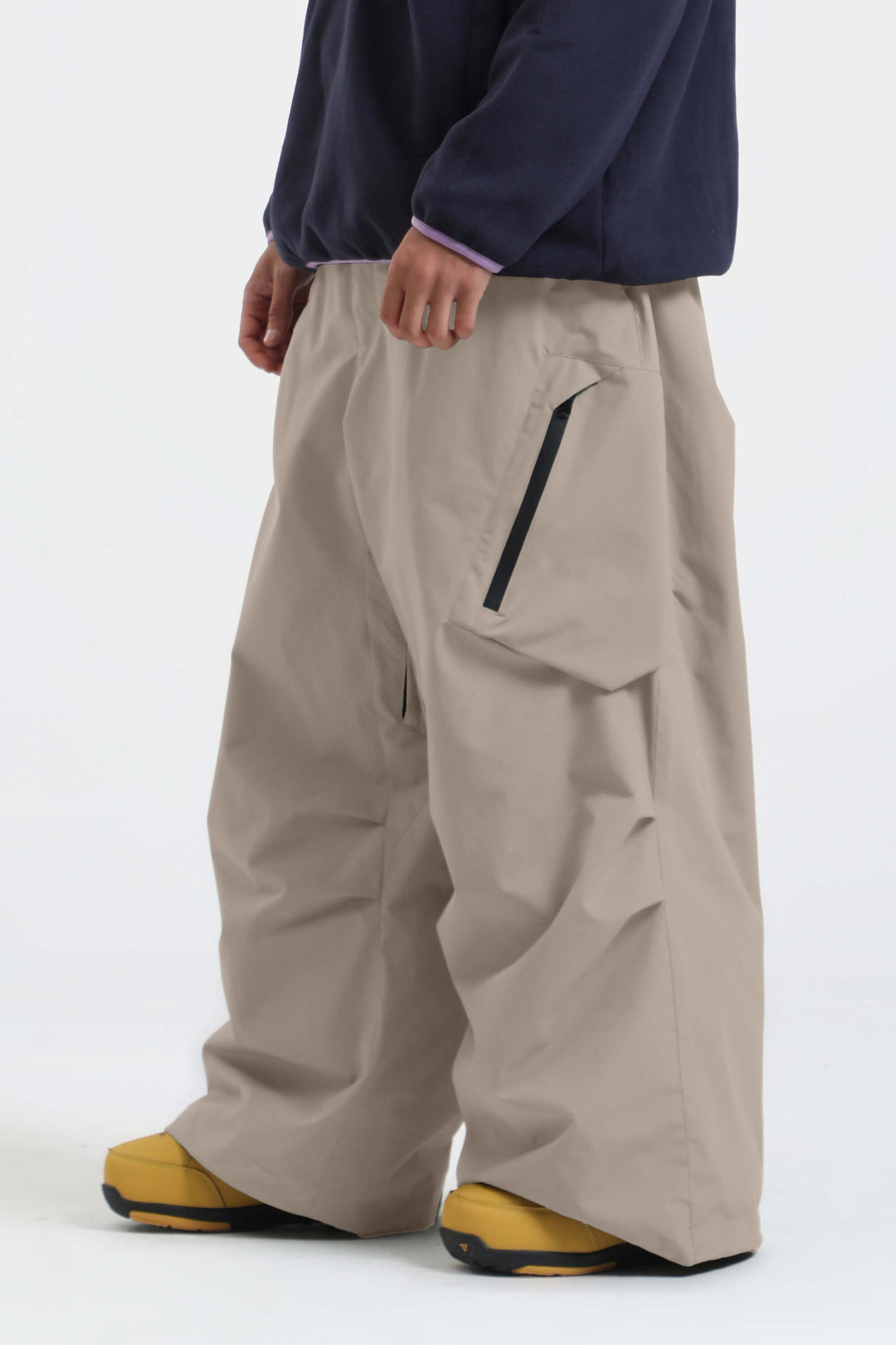 Men's Khaki Lightweight Breathable Baggy Snow Pants