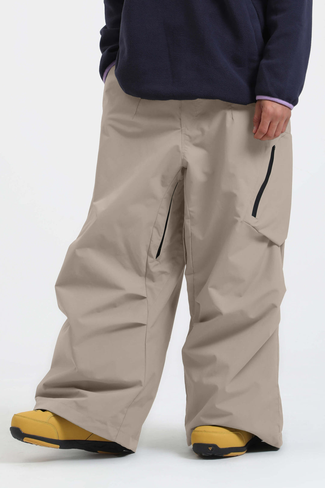 Men's Khaki Lightweight Breathable Baggy Snow Pants