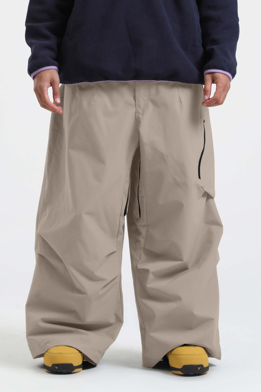 Men's Khaki Lightweight Breathable Baggy Snow Pants