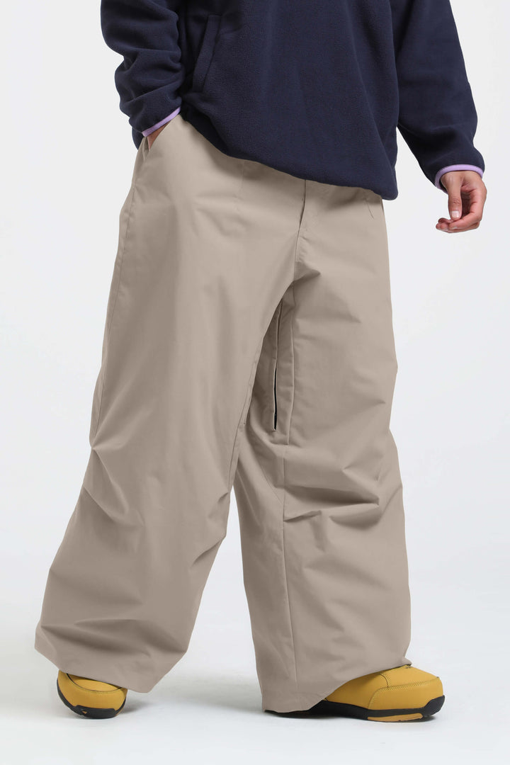 Men's Khaki Lightweight Breathable Baggy Snow Pants