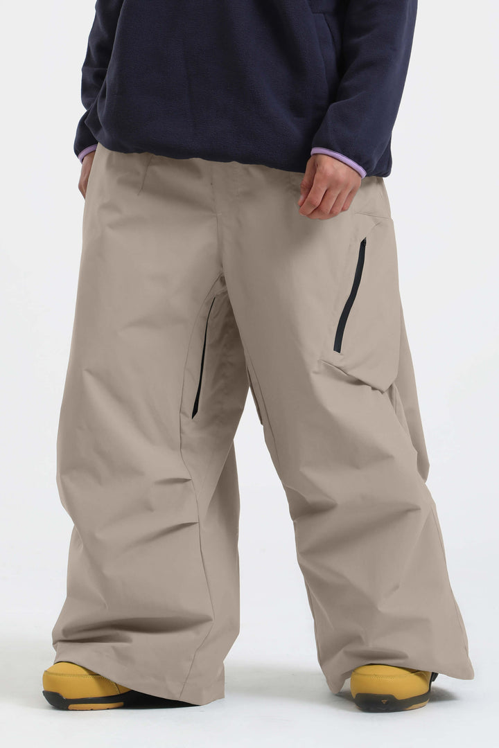 Men's Khaki Lightweight Breathable Baggy Snow Pants