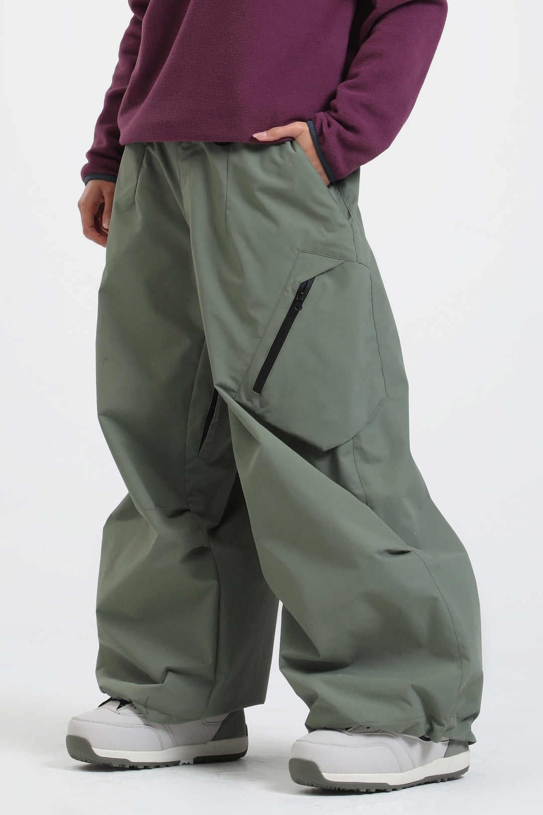 Women's Khaki Lightweight Breathable Baggy Snow Pants