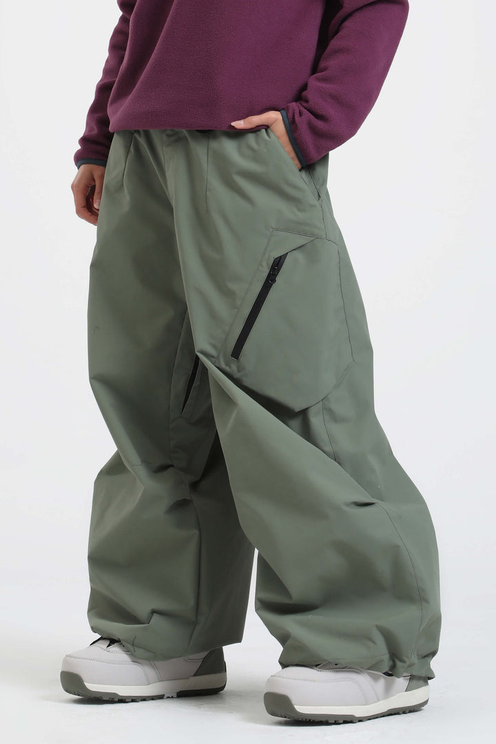 Women's Black Lightweight Breathable Baggy Snow Pants