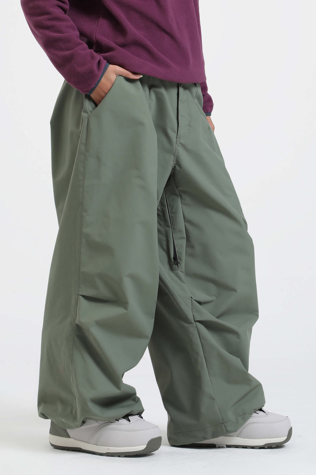 Women's Khaki Lightweight Breathable Baggy Snow Pants