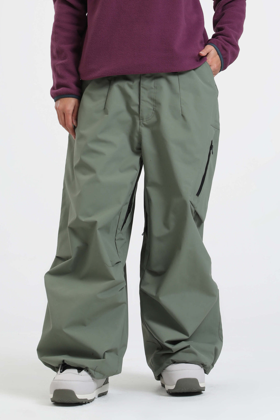 Women's Black Lightweight Breathable Baggy Snow Pants