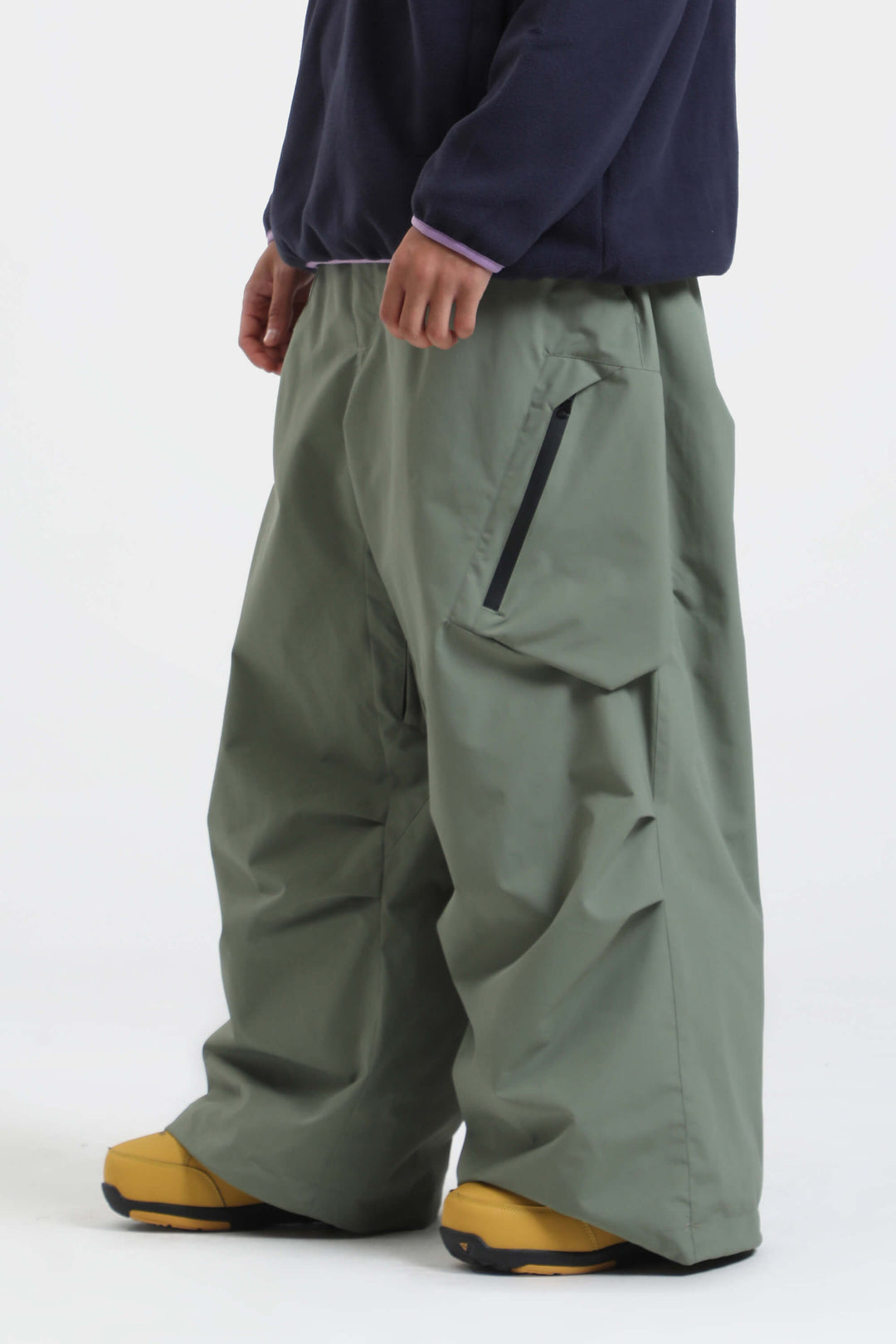 Men's Khaki Lightweight Breathable Baggy Snow Pants