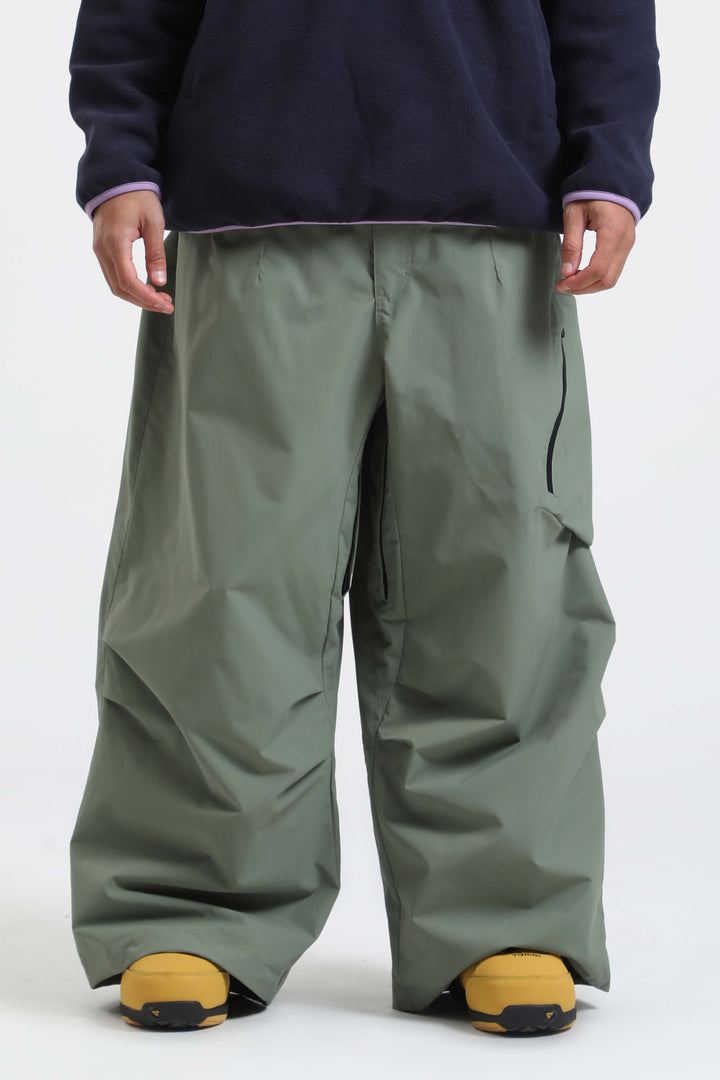 Men's Army Green Lightweight Breathable Baggy Snow Pants