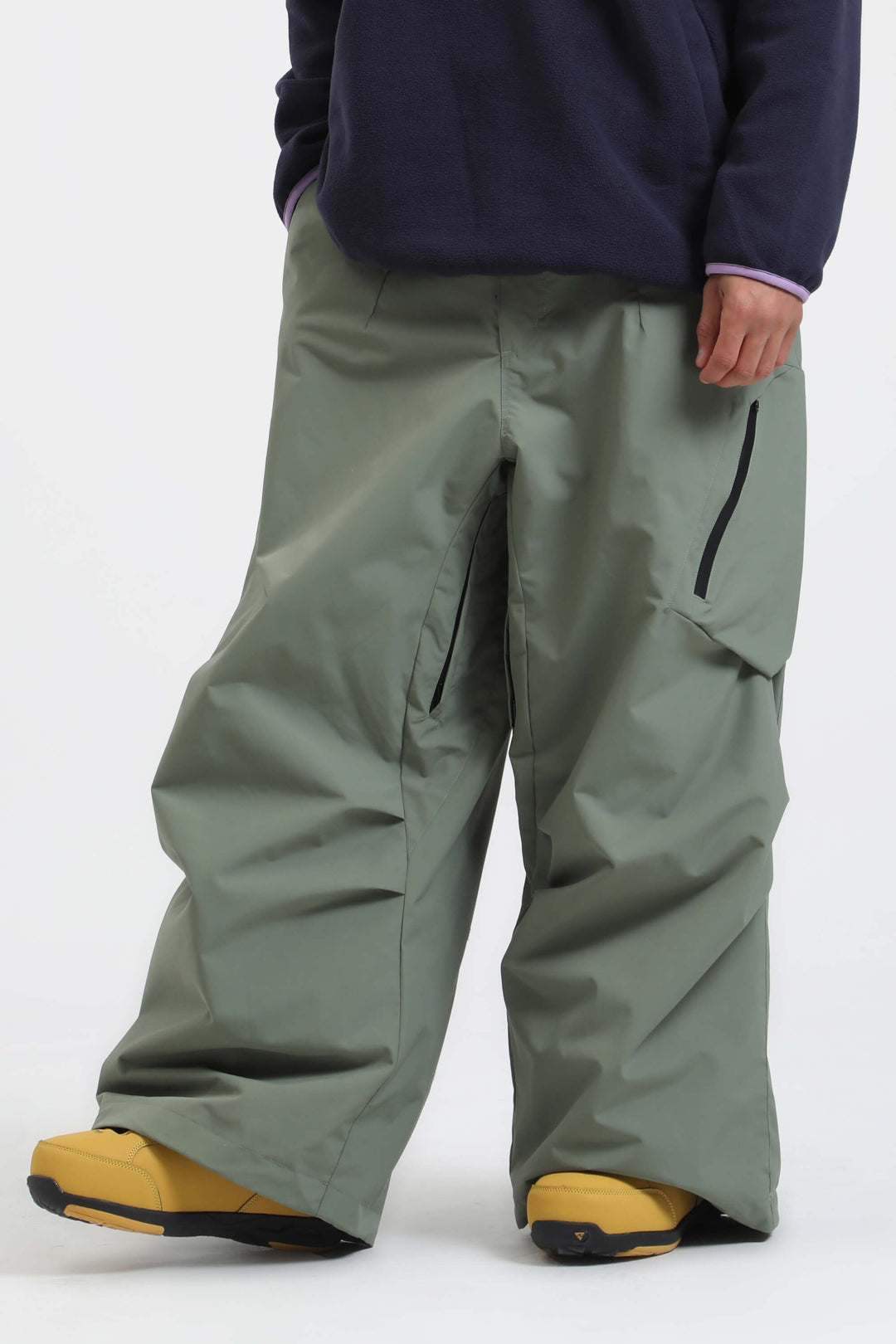 Men's Khaki Lightweight Breathable Baggy Snow Pants