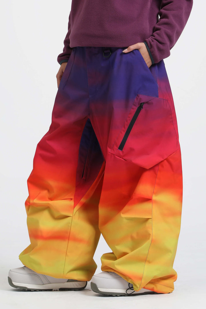 Women's Rainbow Lightweight Breathable Baggy Snow Pants