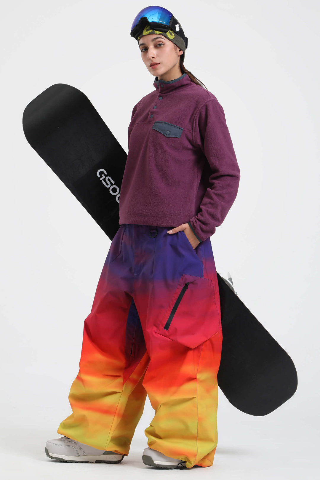 Women's Rainbow Lightweight Breathable Baggy Snow Pants