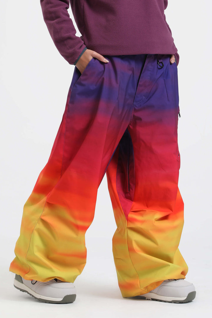 Women's Rainbow Lightweight Breathable Baggy Snow Pants