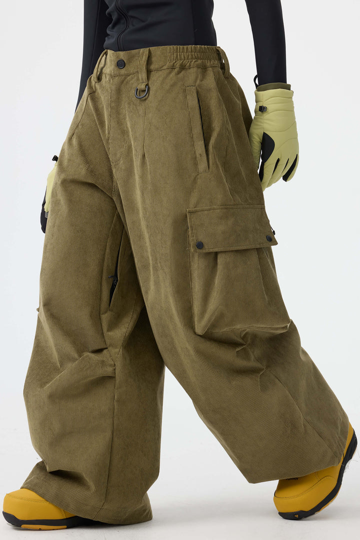 Women's Off White Baggy Structured Soft Corduroy Snow Pants