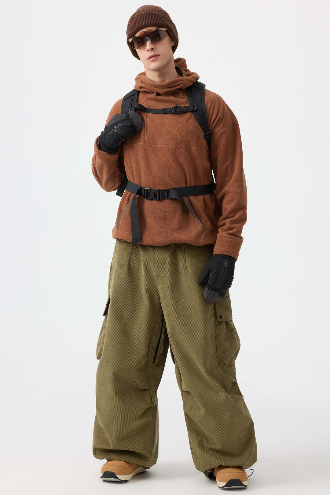 Men's Off White Baggy Structured Soft Corduroy Snow Pants