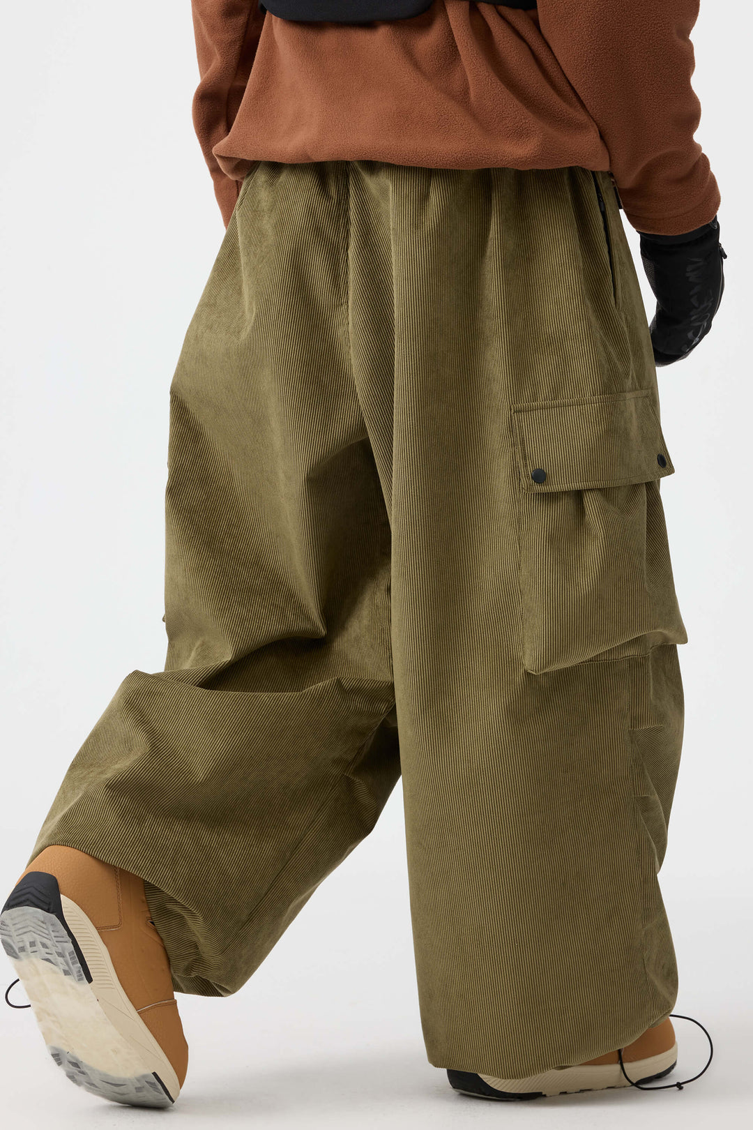 Men's Off White Baggy Structured Soft Corduroy Snow Pants