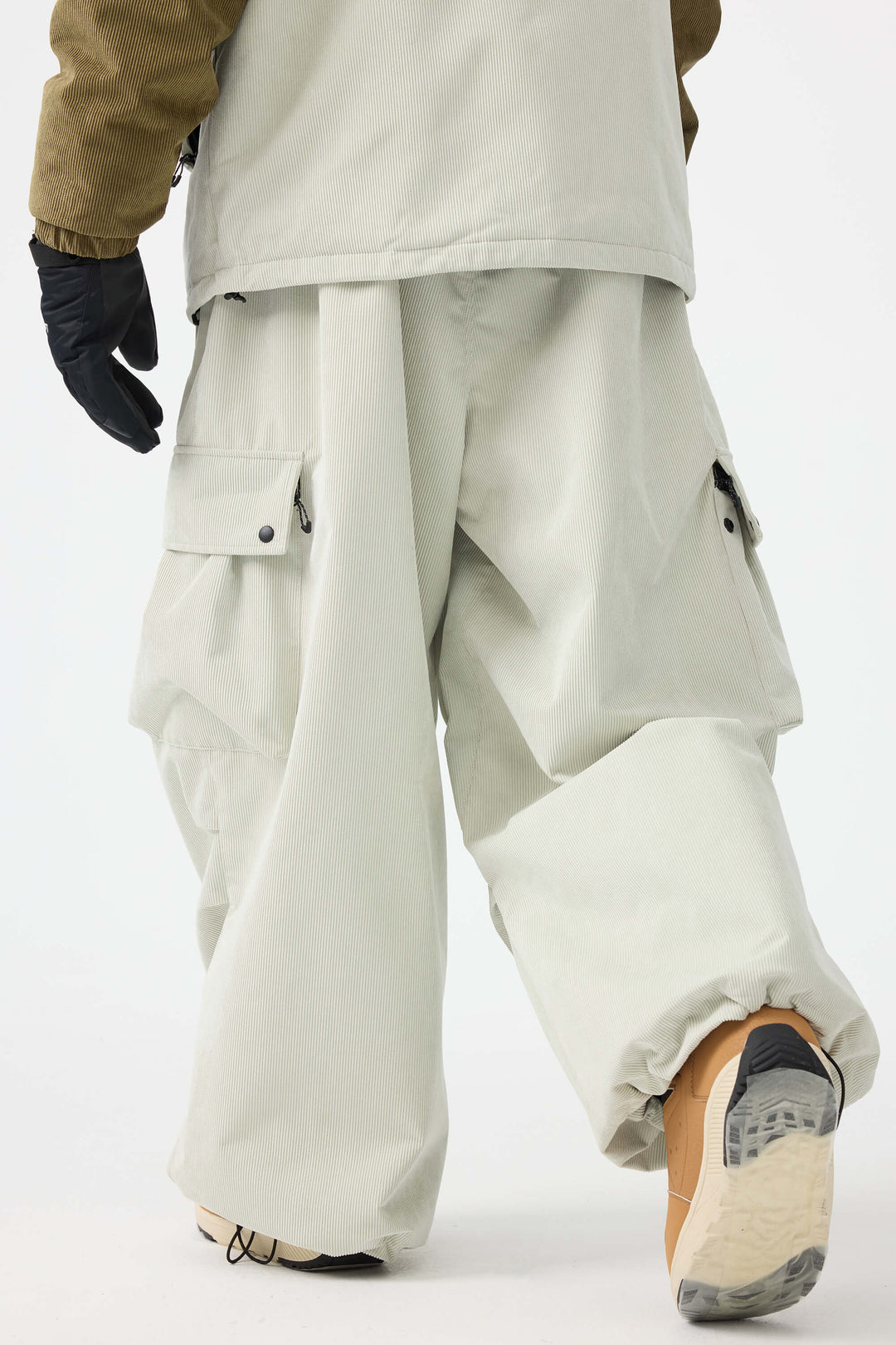 Men's Black Baggy Structured Soft Corduroy Snow Pants