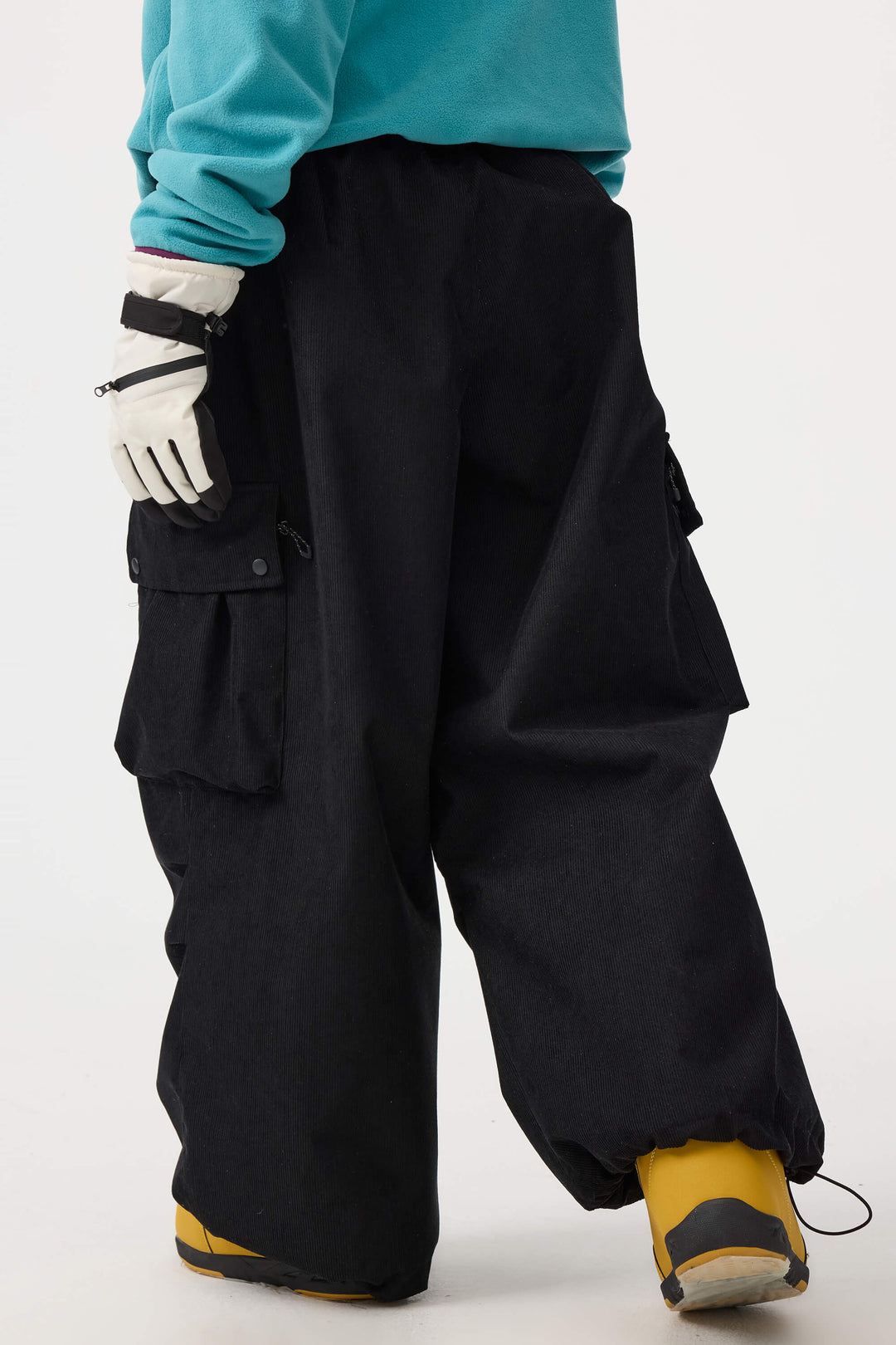 Women's Off White Baggy Structured Soft Corduroy Snow Pants