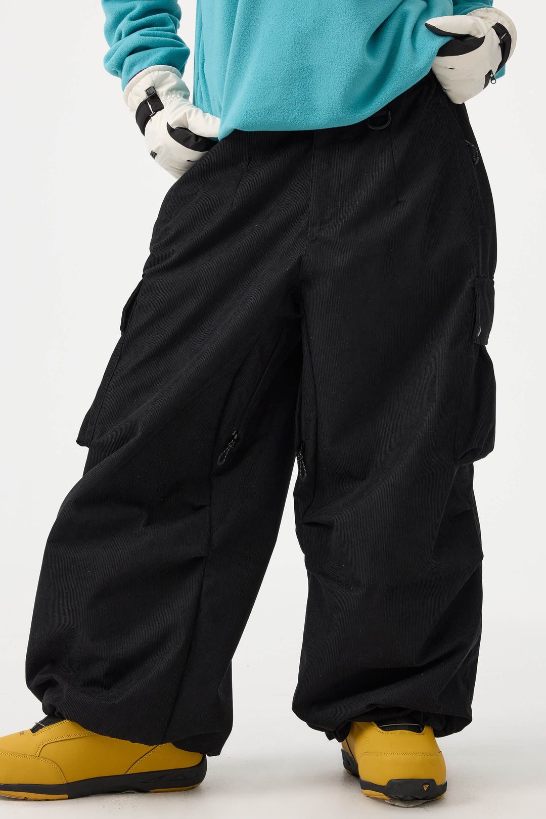 Women's Off White Baggy Structured Soft Corduroy Snow Pants