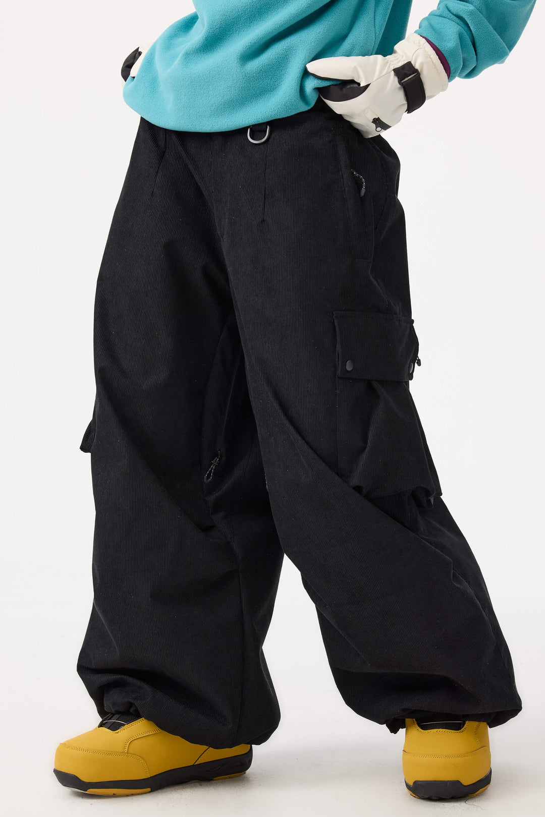 Women's Off White Baggy Structured Soft Corduroy Snow Pants