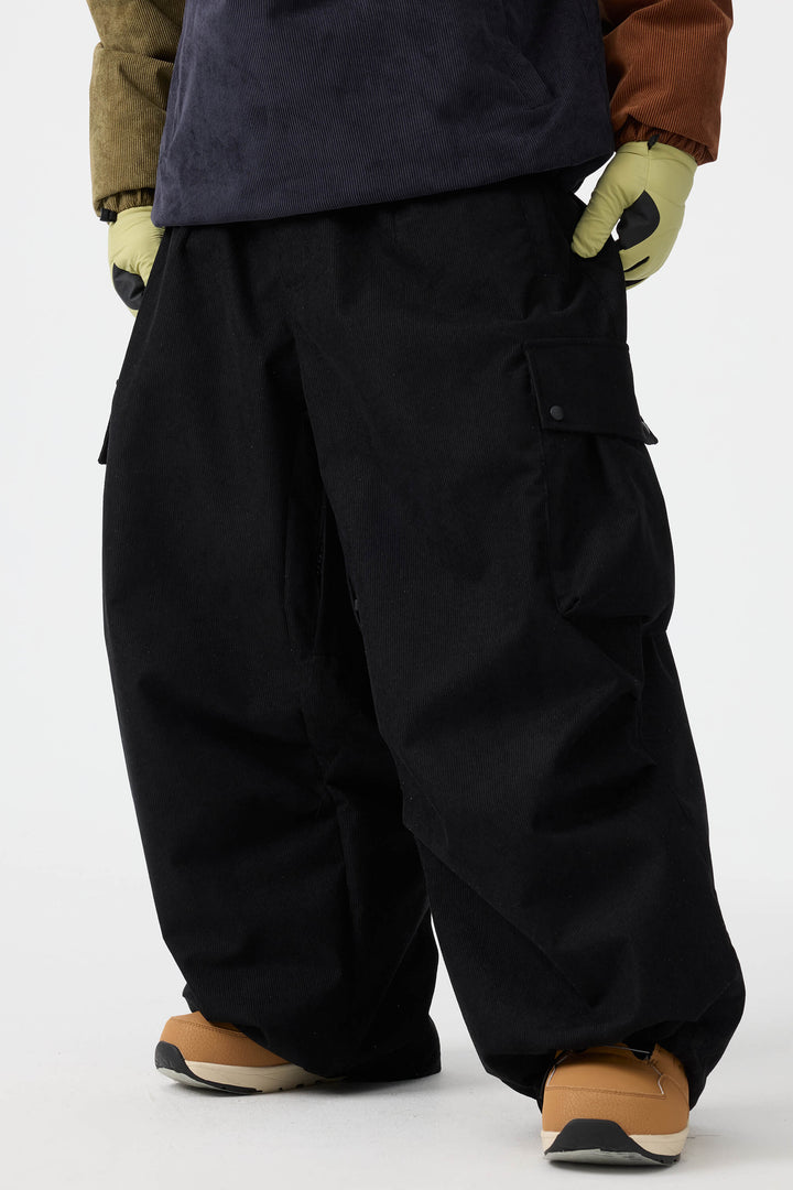 Men's Off White Baggy Structured Soft Corduroy Snow Pants