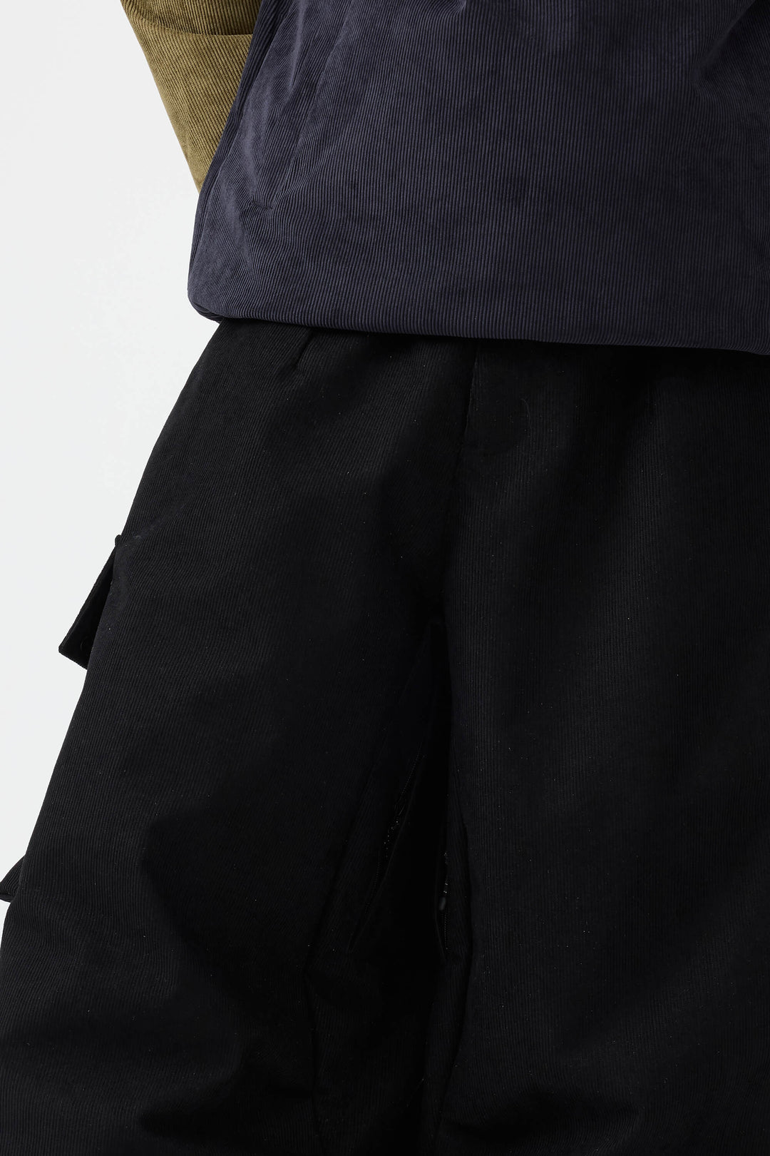 Men's Black Baggy Structured Soft Corduroy Snow Pants