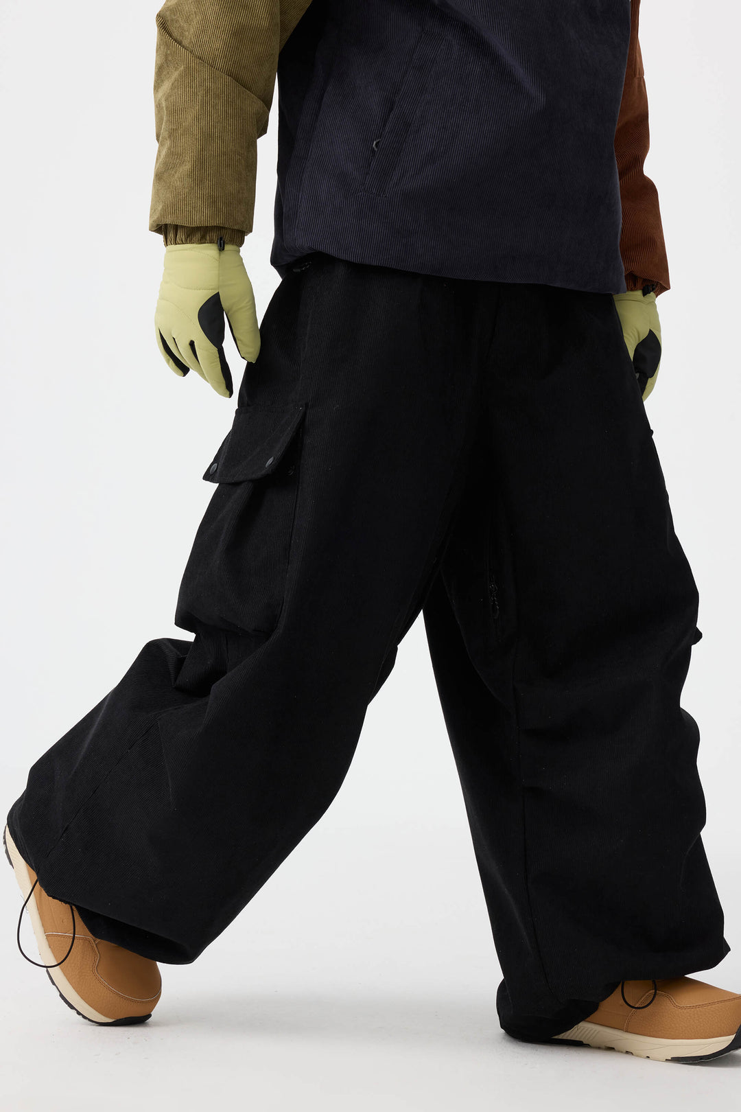 Men's Off White Baggy Structured Soft Corduroy Snow Pants