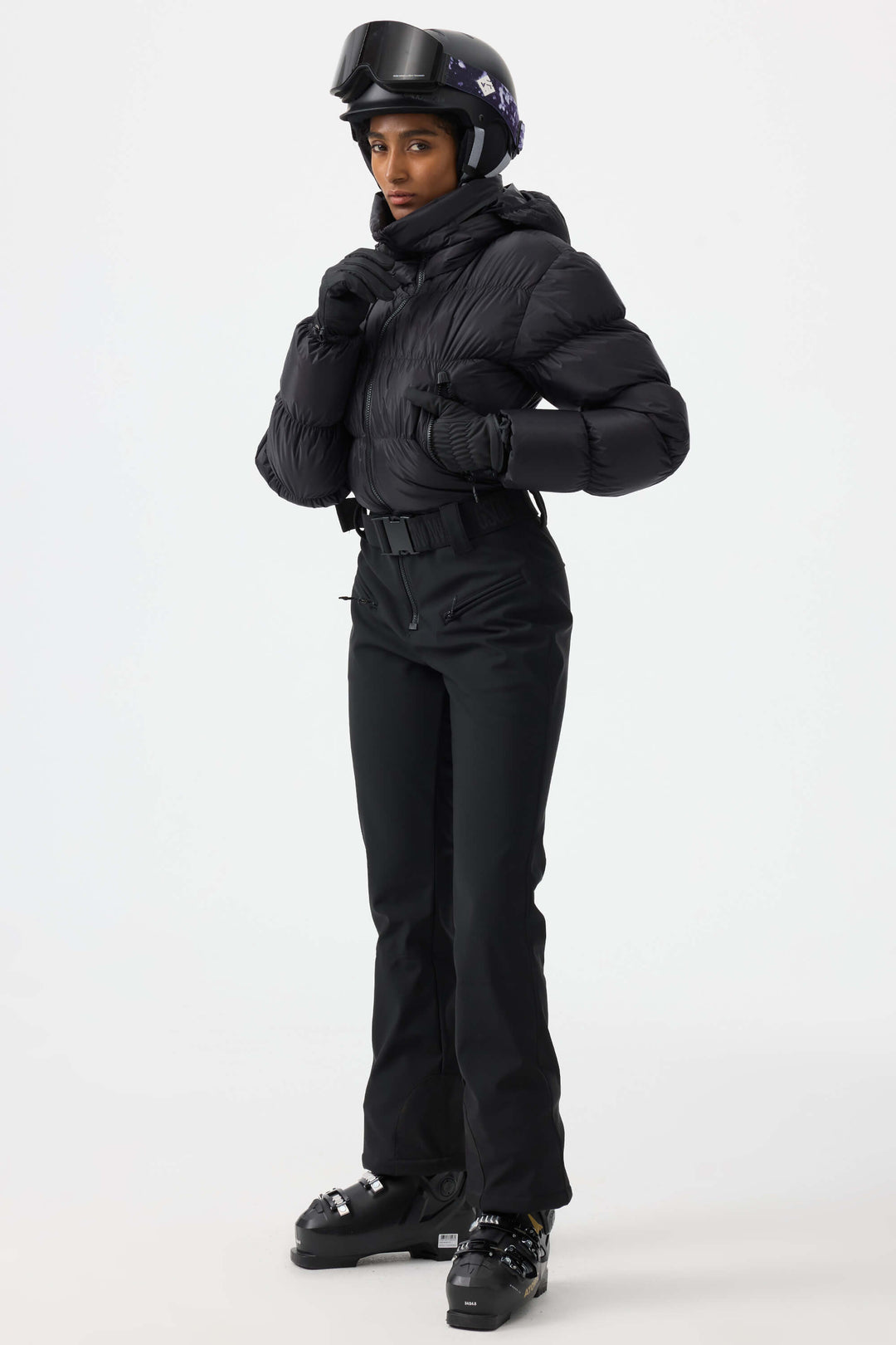 Women's Black Stain-resistant Down One-Piece Ski Suit