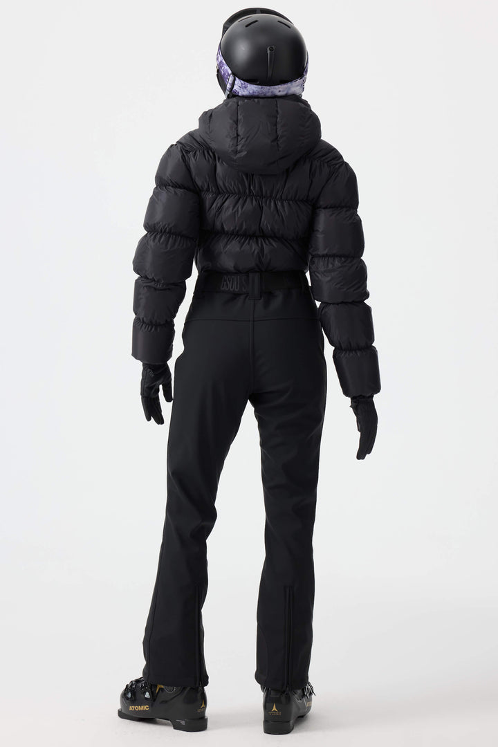 Women's Black Stain-resistant Down One-Piece Ski Suit