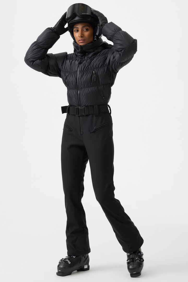 Women's Black Stain-resistant Down One-Piece Ski Suit