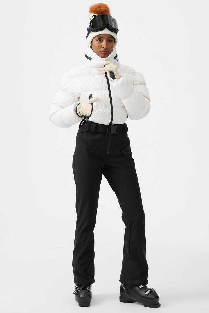 Women's White Stain-resistant Down One-Piece Ski Suit