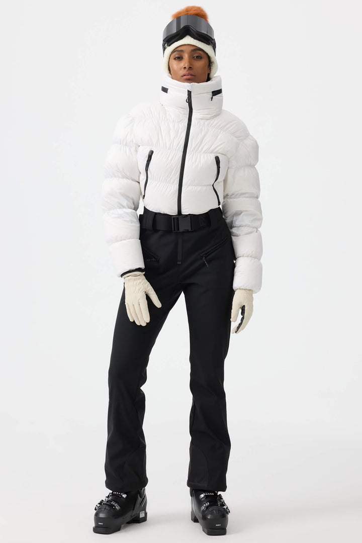 Women's White Stain-resistant Down One-Piece Ski Suit