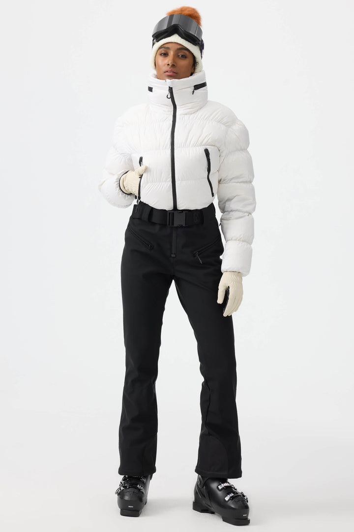 Women's White Stain-resistant Down One-Piece Ski Suit