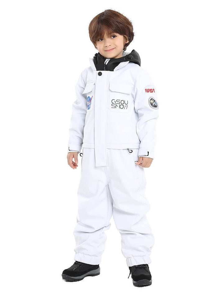 Gsou Snow Kid's Gelber Skianzug, einteiliger Schneeanzug, wasserdichter Skioverall 