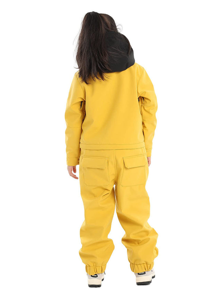 Gsou Snow Combinaison de ski jaune pour enfant Combinaison de neige une pièce Combinaison de ski imperméable 