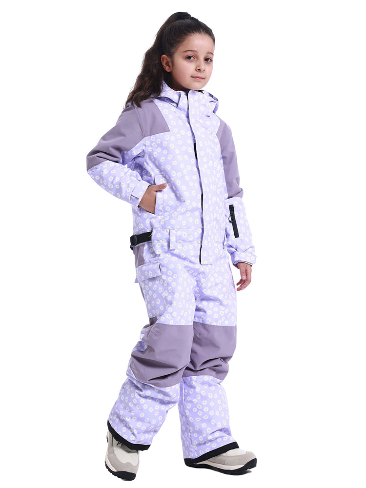 Gsou Snow Kid's Colorblock Wasserdichter, warmer, einteiliger Skianzug