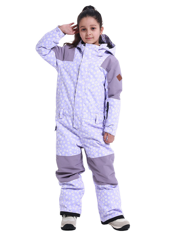 Gsou Snow Kid's Colorblock Waterproof Warm One Piece Ski Suit