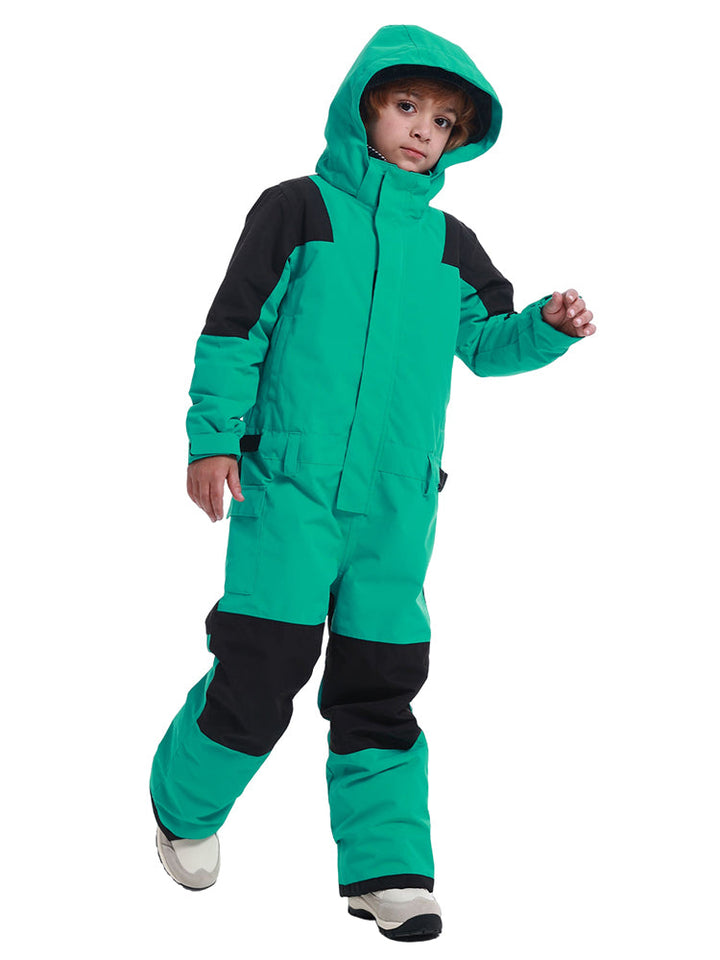 Gsou Snow Kid's Colorblock Wasserdichter, warmer, einteiliger Skianzug