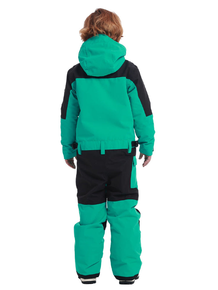 Gsou Snow Kid's Colorblock Waterproof Warm One Piece Ski Suit