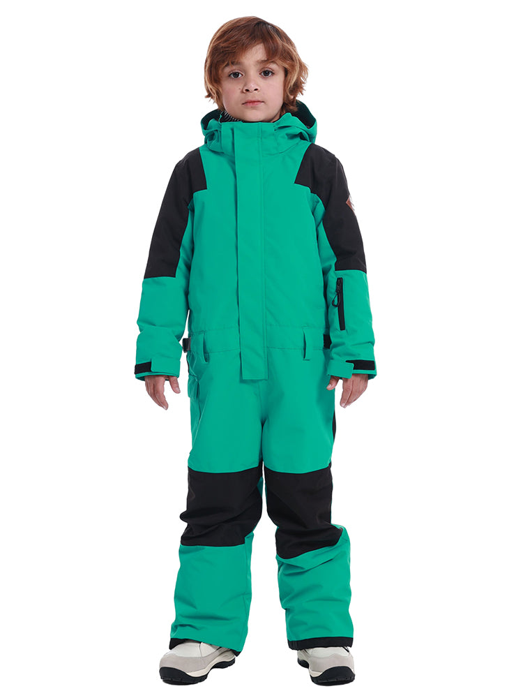 Gsou Snow Kid's Colorblock Wasserdichter, warmer, einteiliger Skianzug