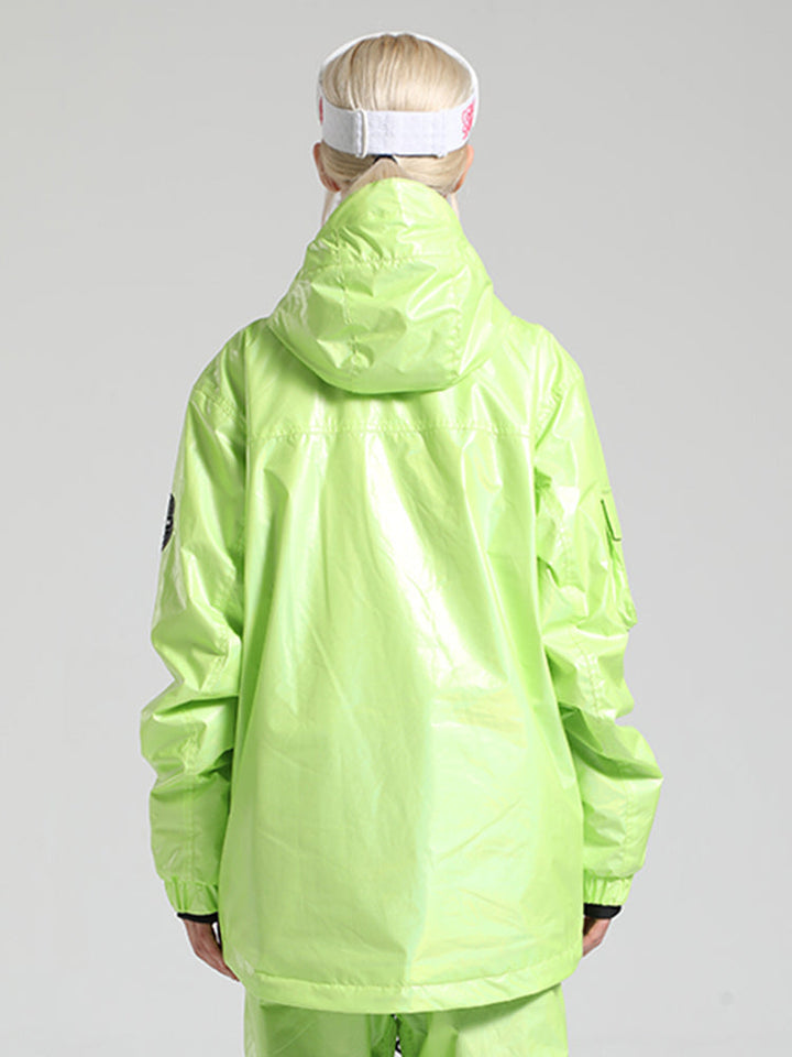 Women's Mint Multi-Pocket Glossy Insulated Waterproof Snow Jackets