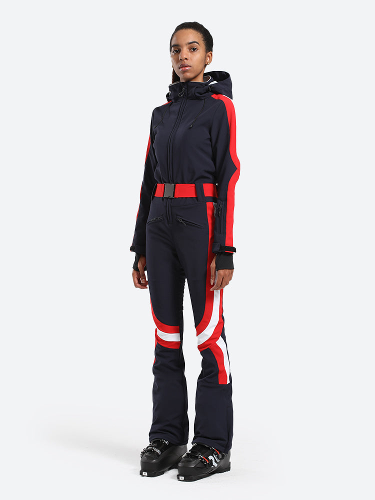 Women's Navy Stylish Athleticism One-Piece Ski Suit