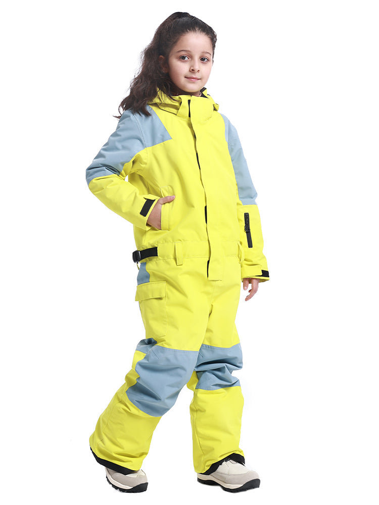 Gsou Snow Kid's Colorblock Waterproof Warm One Piece Ski Suit