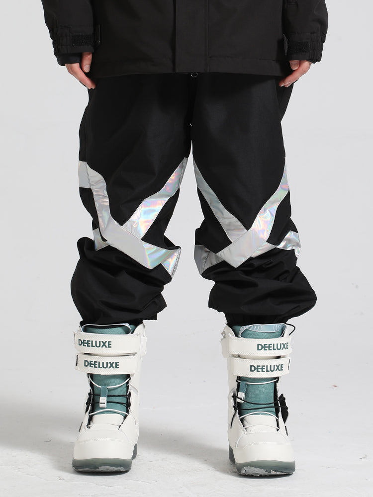 Gsou Snow Men's Loose Colorblock Reflective Ski Pants