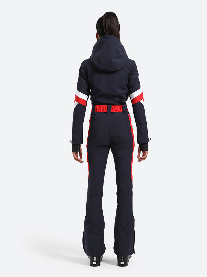 Women's Navy Stylish Athleticism One-Piece Ski Suit