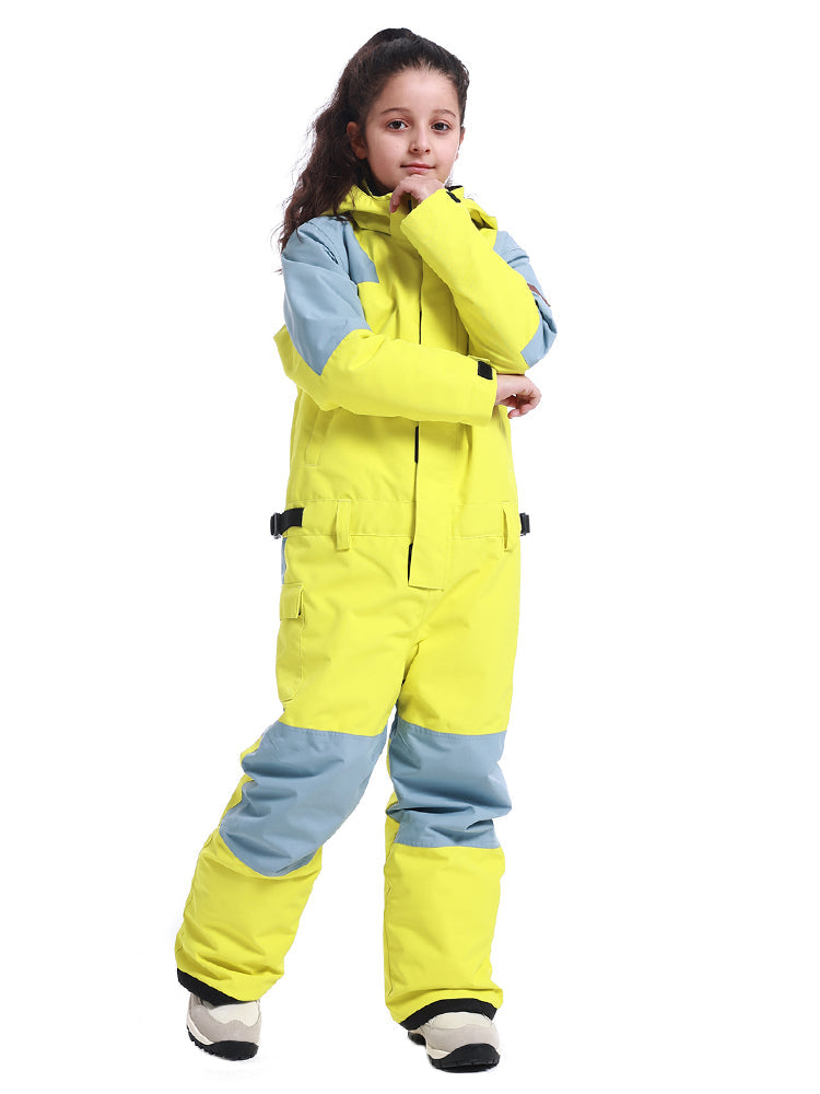 Gsou Snow Kid's Colorblock Waterproof Warm One Piece Ski Suit