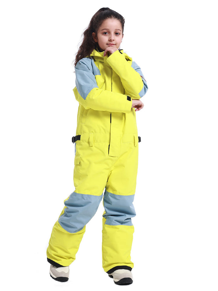 Gsou Snow Kid's Colorblock Wasserdichter, warmer, einteiliger Skianzug