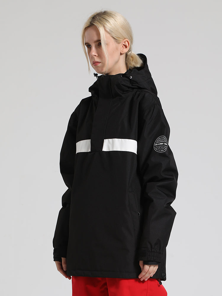 Women's Black Side-Open Ventilated Waterproof Insulated Snow Anorak