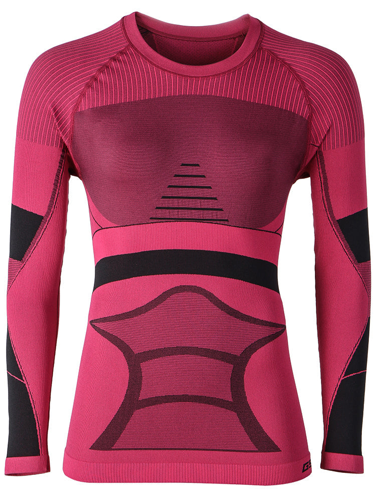 Gsou Snow Ensemble de sous-vêtements thermiques de ski pour femme Rouge d'hiver Évacuation Séchage rapide