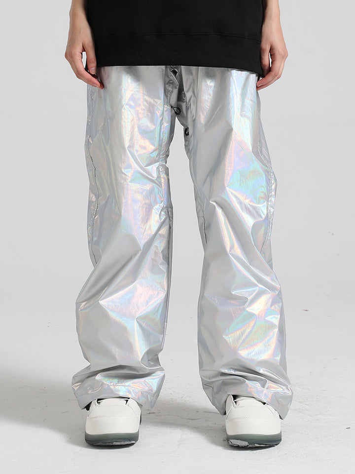 Men's Lime Green Stylish Glossy Waterproof Snow Pants