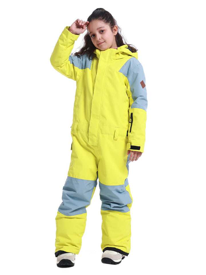 Gsou Snow Kid's Colorblock Waterproof Warm One Piece Ski Suit