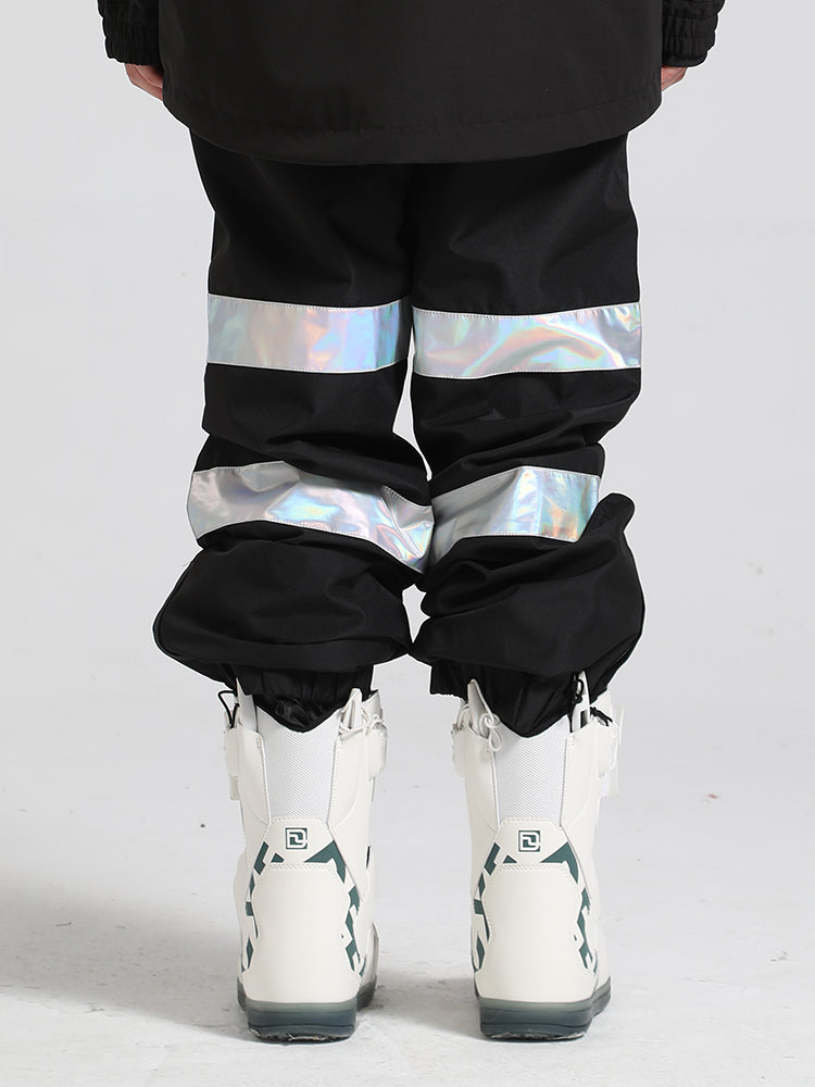 Gsou Snow Men's Loose Colorblock Reflective Ski Pants